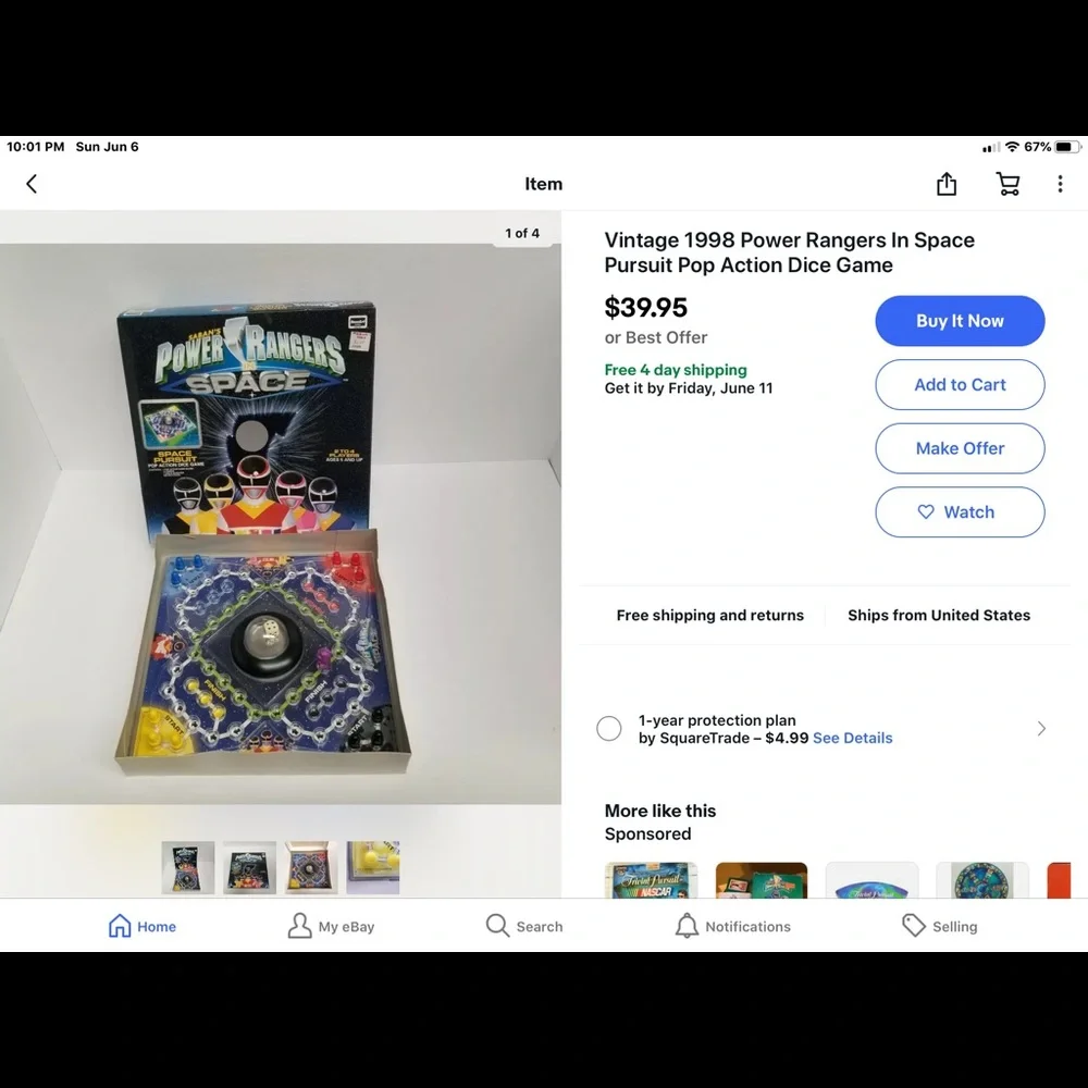 🎲POWER RANGERS SPACE PURSUIT Vintage Game EUC